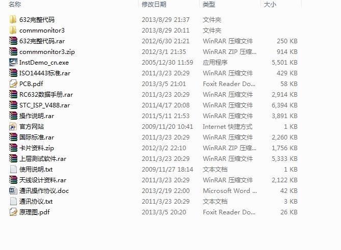 RFID读卡器 学习开发板 RC632 数据包 ISO14443A /B，15693
