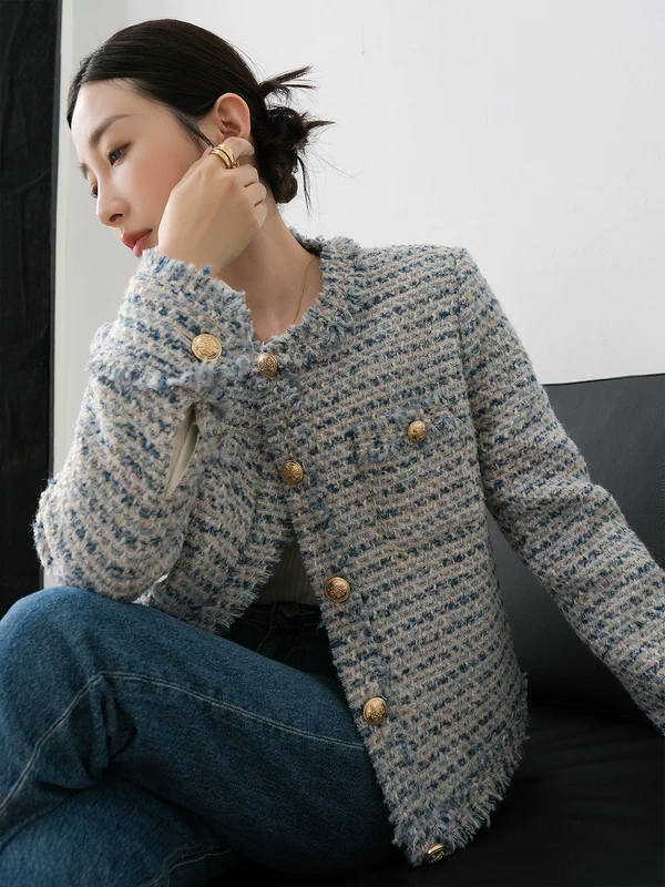 Шерстяная осенняя металлическая куртка, западный стиль, стиль Chanel