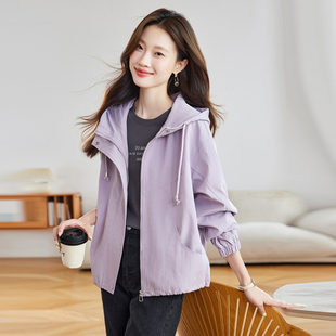 早春短款连帽风衣外套女2026春季新款小个子宽松百搭休闲夹克上衣