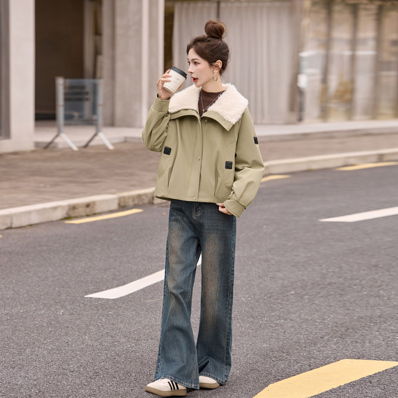 休闲派克服棉衣棉服女款冬季短款适合小个子穿的厚外套妈妈短袄