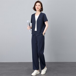 中年妈妈运动套装 宽松透气中老年休闲两件套洋气显瘦 新款 2026夏季