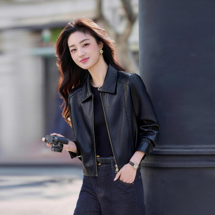 皮衣外套女款爆款2025新款春装皮夹克短款小个子皮褂子春秋上衣