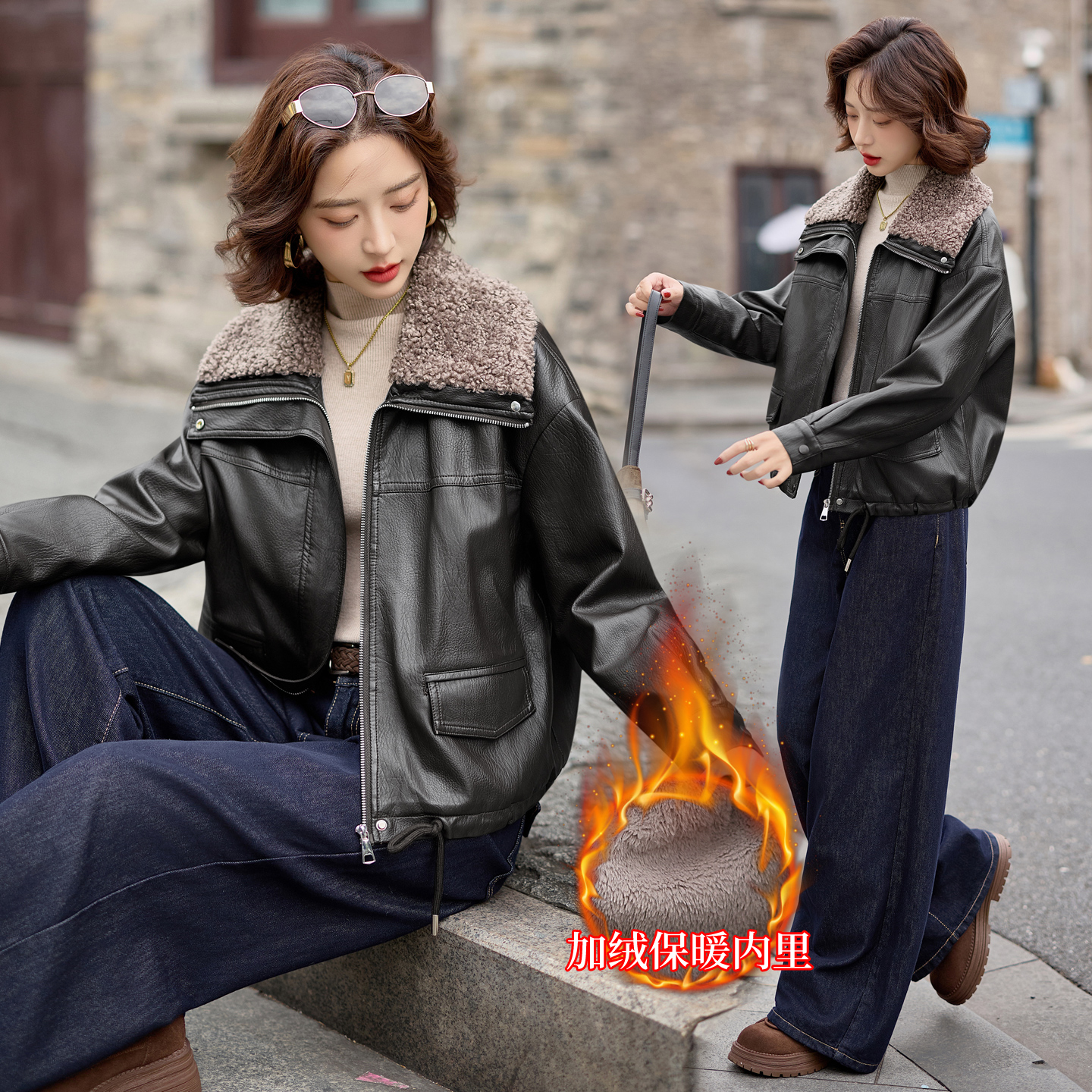 皮衣外套女款2025新款皮袄皮夹克