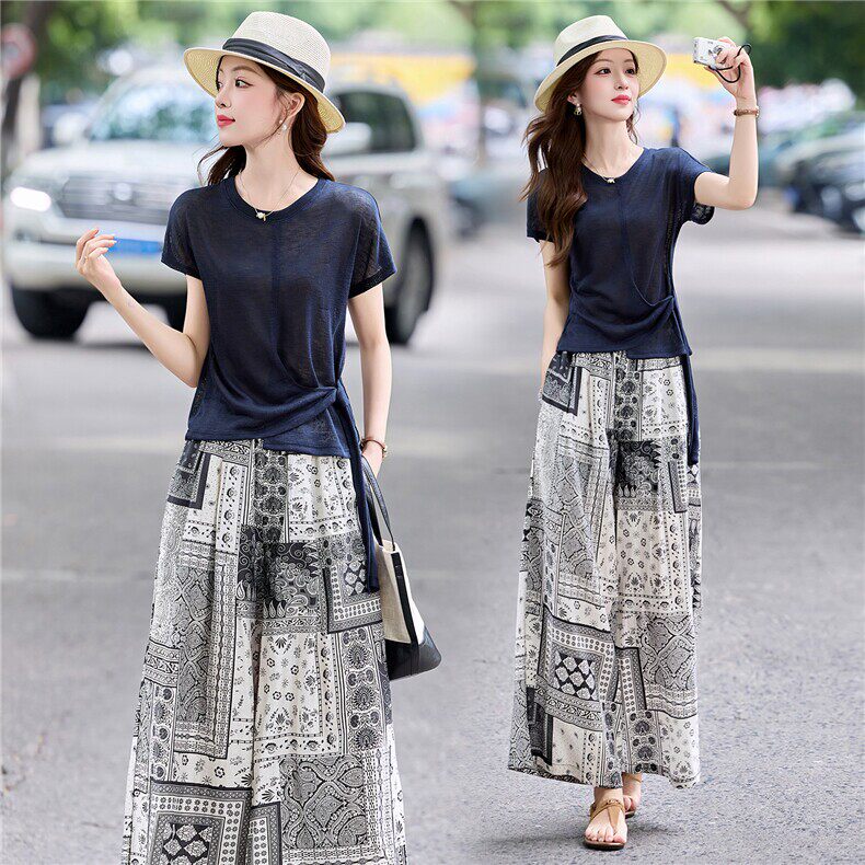 2026年夏季中年妈妈高档套装宽松遮肚显瘦短袖裤子洋气穿搭整套