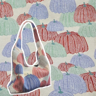 草间弥生南瓜派对色织提花布料 设计感筋骨感箱包窗帘沙发布面料