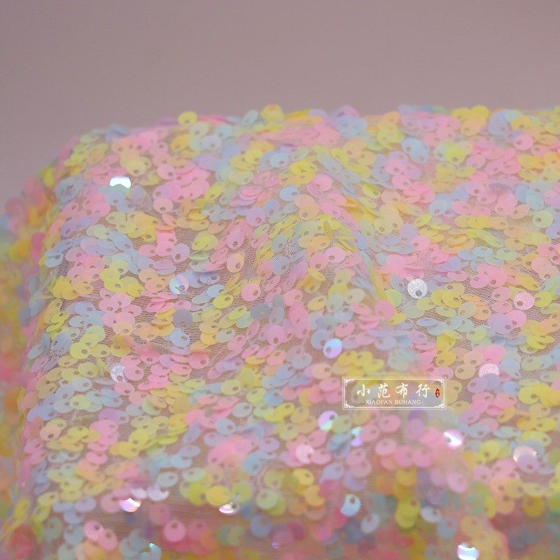 七彩亮片 闪光感鱼鳞一般少女风舞台装童装包臀裙手工diy布料面料