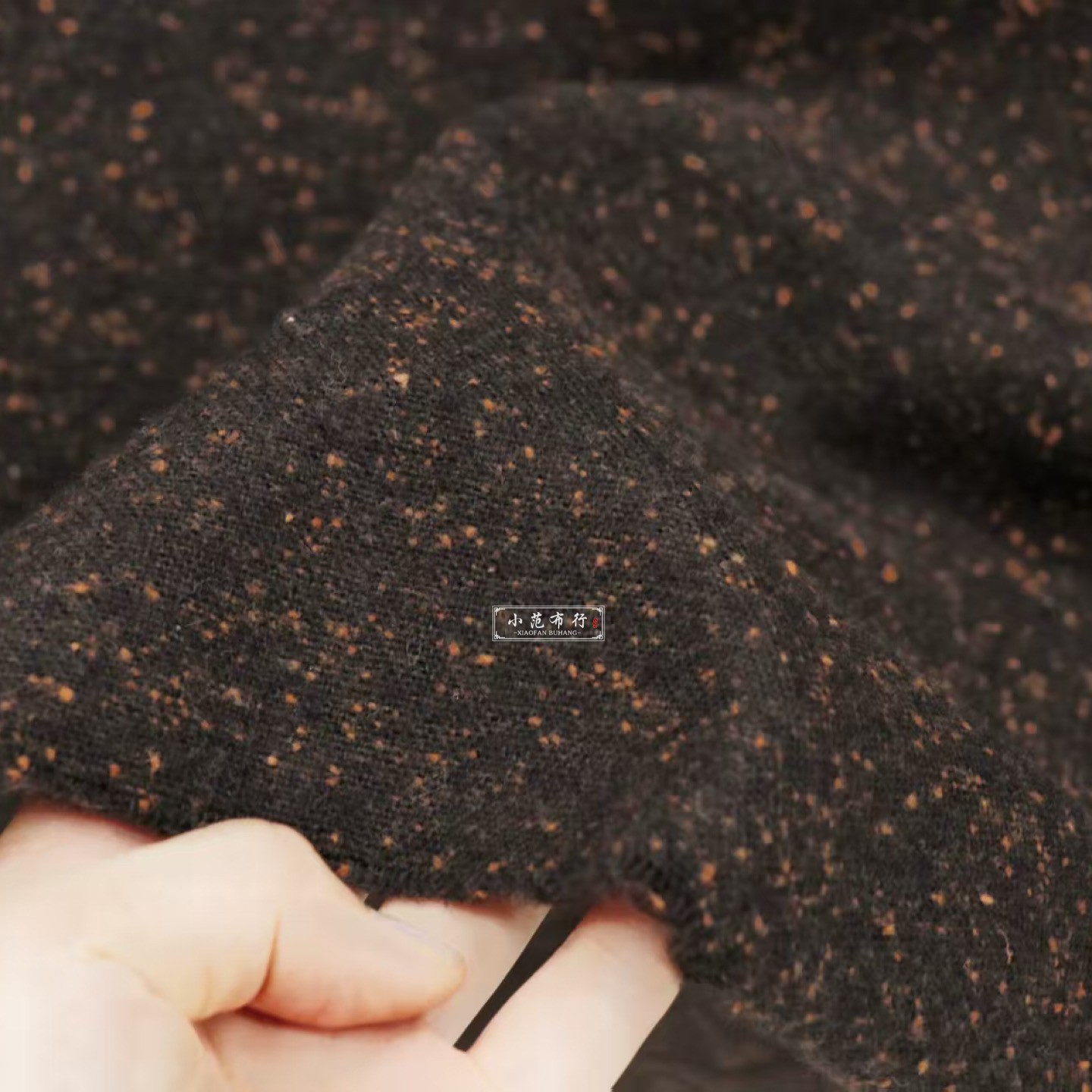 咖啡色底复古钢花羊毛布料 梭织花呢春秋男女外套套装帽子面料
