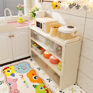 厨房窄边柜落地多层窄款置物架小户型靠墙储物柜子带门夹缝收纳柜