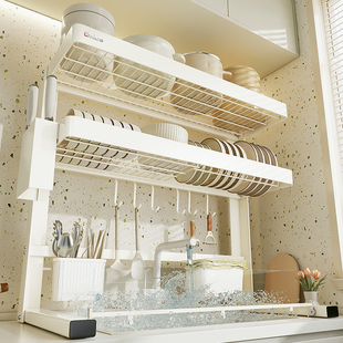 弗林斯不锈钢厨房水槽沥水架台面碗盘收纳水池龙头上放碗碟置物架