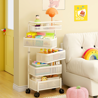 弗林斯小推车置物架多层客厅零食水果卧室家用放书落地移动收纳层
