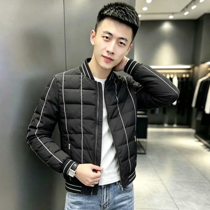 26新款男士棉服外套冬季潮牌痞帅修身棒球领修身棉袄男款高端上衣