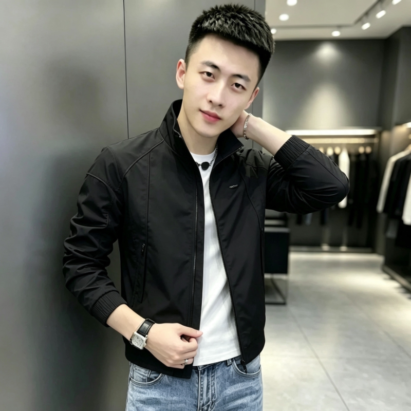 2026新款男士外套春秋款潮牌痞帅修身翻领休闲夹克男款高端夹克