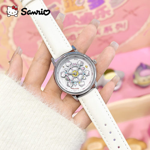 正港三丽鸥正品女士手表旋转木马萌趣HelloKitty防水石英表送礼物