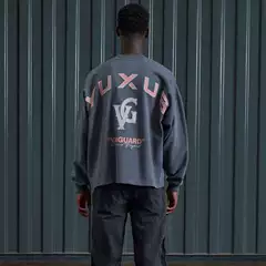 European Trendy Brand, Unisex Washed Cotton High-Weight Fashion Versatile Short Sweatshirt with Logo Embroidery and Round Neck