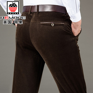 灯芯绒裤子男士秋冬款加绒加厚直筒宽松弹力冬季中年爸爸休闲裤男