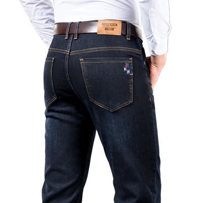 秋冬款牛仔裤直筒中年爸爸牛仔裤