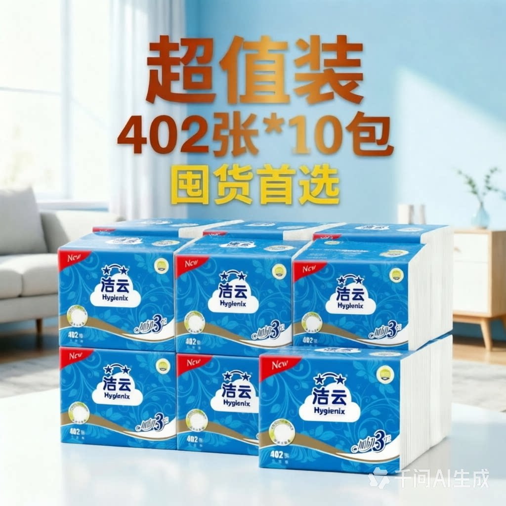 洁云402张卫生纸压花厕纸草纸刀切纸家用实惠装整箱批手纸