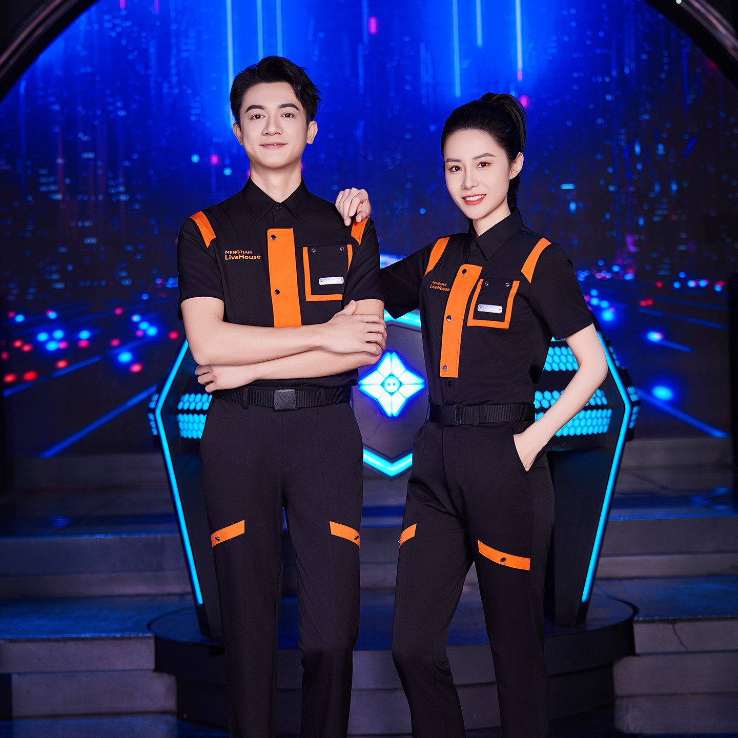 龙丽儿新款酒吧服务员工作服短袖PARTYK夜场会所餐厅套装制服夏季