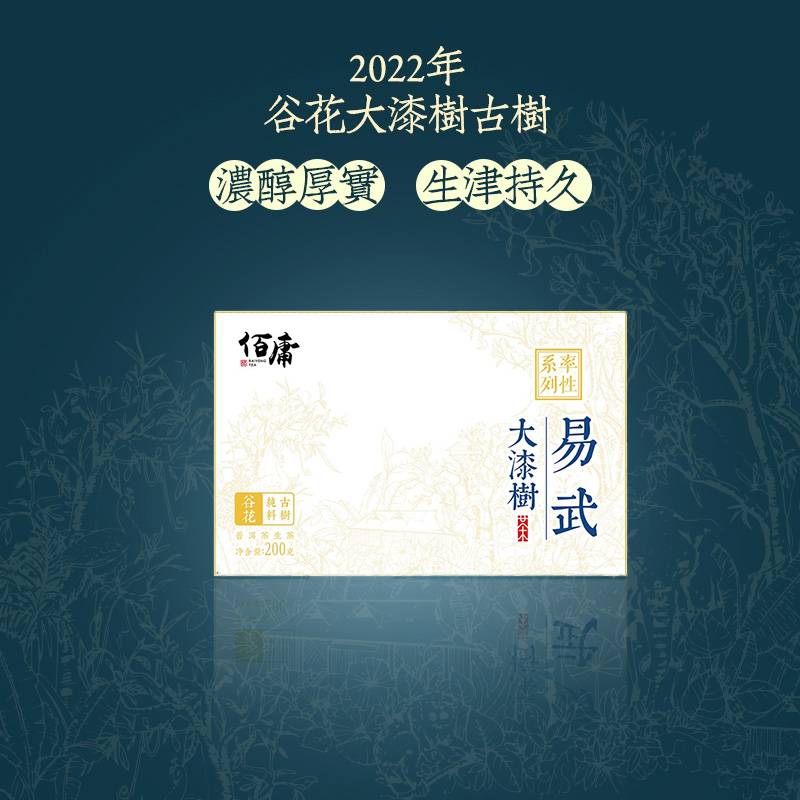 佰庸 2022年谷花易武麻黑大漆树古树 200克砖茶 普洱茶生茶 纯料