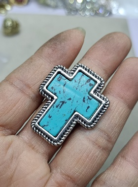 B13 满29元包邮  十字架镶嵌石头戒指