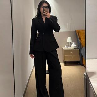 阔腿裤 大码 女春秋胖mm气质轻奢收腰西装 套装 两件套 高级感职业西装