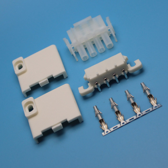 6.3mm 间距 63080-4P 连接器 牛角弯针插座 PCB插座盖子