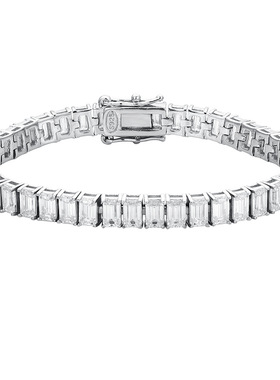 40分祖母绿切割莫桑钻纯银手链