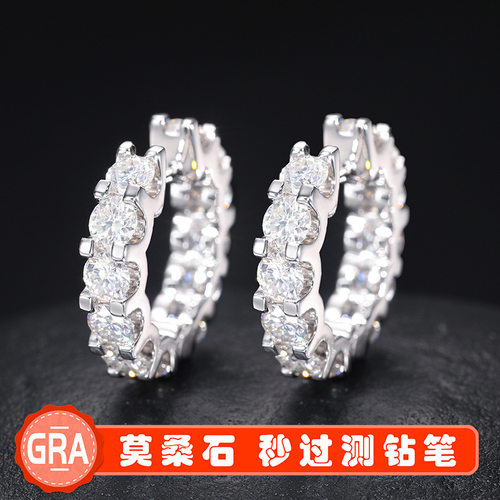 高品质4MM莫桑钻纯银耳环
