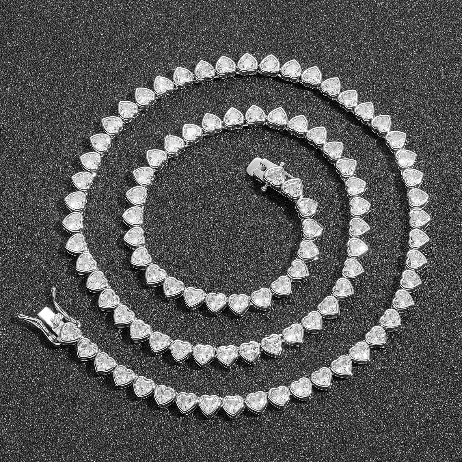 爱心心形排钻锆石手链网球链