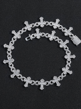 十字架8字拼接满钻锆石古巴链