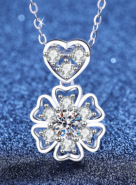 爱心花朵设计纯银莫桑钻吊坠