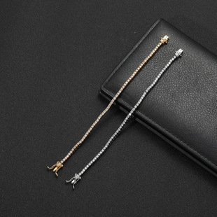 ICE 2MM排钻锆石超闪满钻细网球链手链女士简约嘻哈饰品 BLING