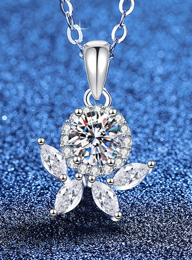 原创设计花朵原型莫桑钻纯银吊坠