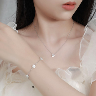 ICE BLING 五花纯银莫桑钻女士手链 简约轻奢高级感项链不掉色