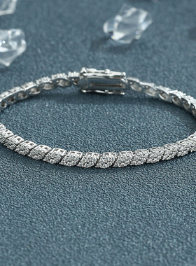 莫桑钻菱形设计原创纯银手链