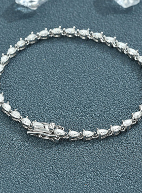 水滴型梨型莫桑钻纯银女士手链