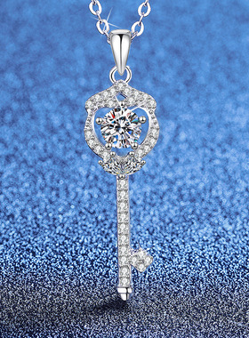 原创设计悬浮莫桑钻纯银吊坠项链