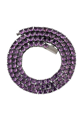 ICE BLING 黑金紫色4MM网球链 嘻哈个性男士街头锆石项链小众设计