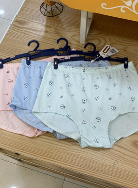 3条 新一系XK65385新1系女士100纯棉内裤印花高腰大版平角三角裤