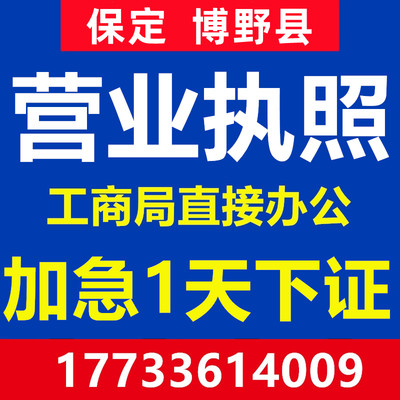 保定市博野县公司注册营业执照个体代办工商企业地址变更注销异常