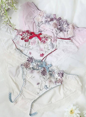 日本RisaMagli优丽娜娜刺绣少女士低腰内裤丝滑蕾丝性感三角裤561