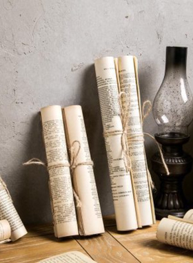 美式乡村老书卷旧书外语书文艺古典外文书卷装饰书房摆件拍摄道具