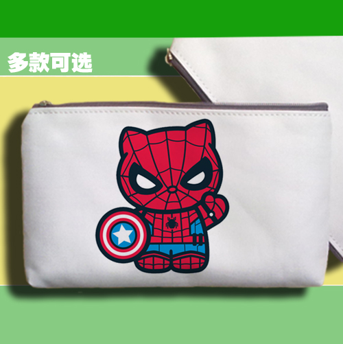 蜘蛛侠死侍猫咪手拿帆布包笔袋零钱手机包收纳袋