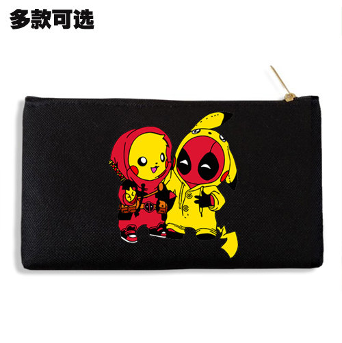 皮卡丘死侍多功能便携文具盒帆布手拿包化妆零钱包手机包收纳袋子