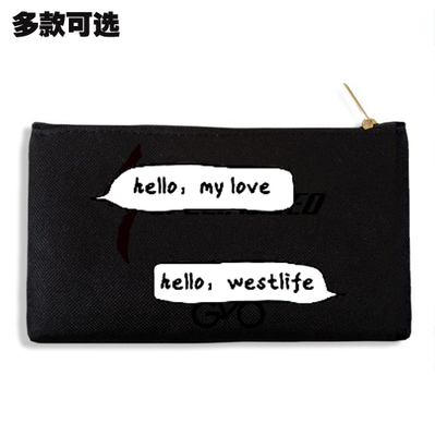 西城男孩westlife新歌hello my love帆布笔袋零钱手机包收纳袋子