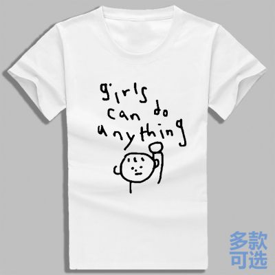 girls can do anything女孩什么都能做打底上衣服纯棉短袖T恤