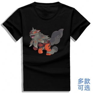 宝可梦传说阿尔宙斯洗翠卡蒂狗风速狗直筒宽松上衣服纯棉短袖T恤