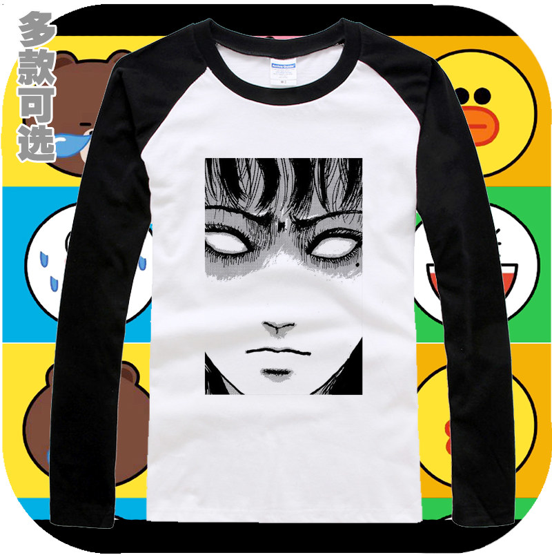 双一蛞蝓少女蜗牛时装模特女模特人头气球衣服棉长袖插肩t恤