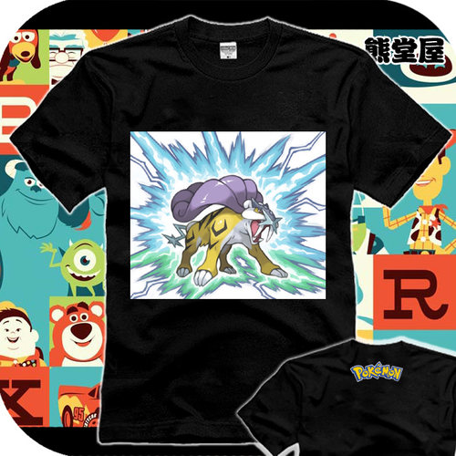 口袋妖怪神奇宝贝精灵宝可梦心金银魂HGSS雷皇T恤短袖男女衣服