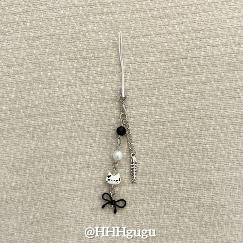 HHHgugu手机链条学生简约鱼骨蝴蝶结KTccd短挂绳包包手机链钥匙扣
